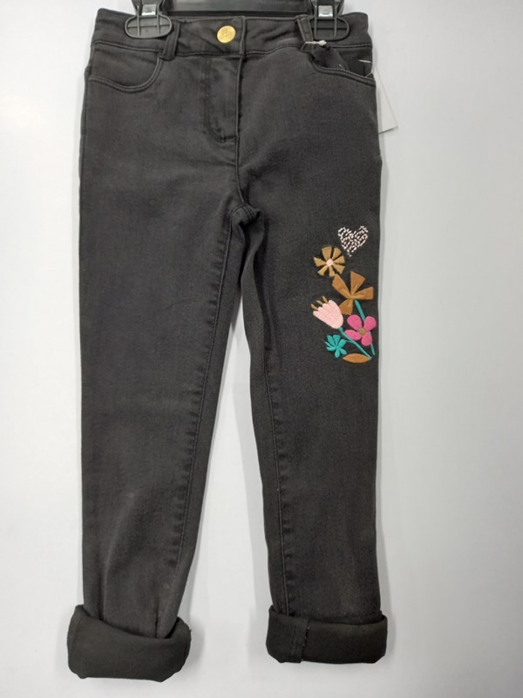 GIRLS PANT WITH EMBROIDER AT FRONT KNEE 